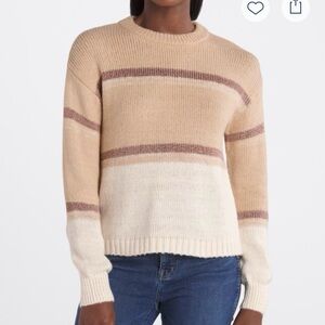 Striped Beige and Cream Women's Sweater